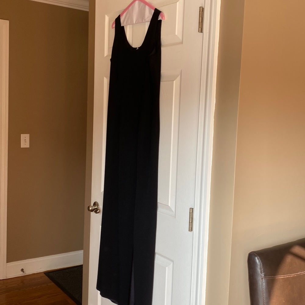 Black size 10, linen fully lined long evening gown or formal dress.
